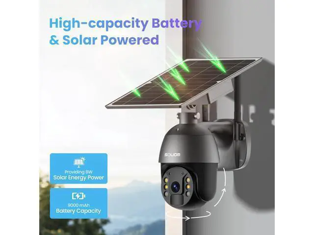 Alt view image 6 of 7 - SOLIOM S600 3G/4G LTE Solar Powered Cellular Security Camera Wireless Outdoor, Pan Tilt 360°View Spotlight, 1080p Night Vision, 2 Way Talk, PIR Motion Sensor, No WiFi, US Version, Unlimited Data Plan