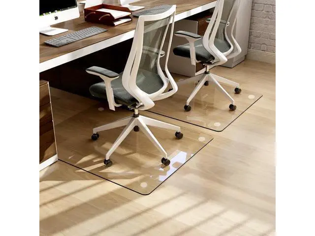 Alt view image 2 of 7 - 36" x 46" Chair Mat for Carpet - Office Chair Mat - Tempered Glass Floor Mat for Home/Office/Carpet Clear Computer Floor Mat - with 4 Anti-Slip Pads