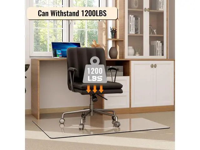Alt view image 4 of 7 - 36" x 46" Chair Mat for Carpet - Office Chair Mat - Tempered Glass Floor Mat for Home/Office/Carpet Clear Computer Floor Mat - with 4 Anti-Slip Pads