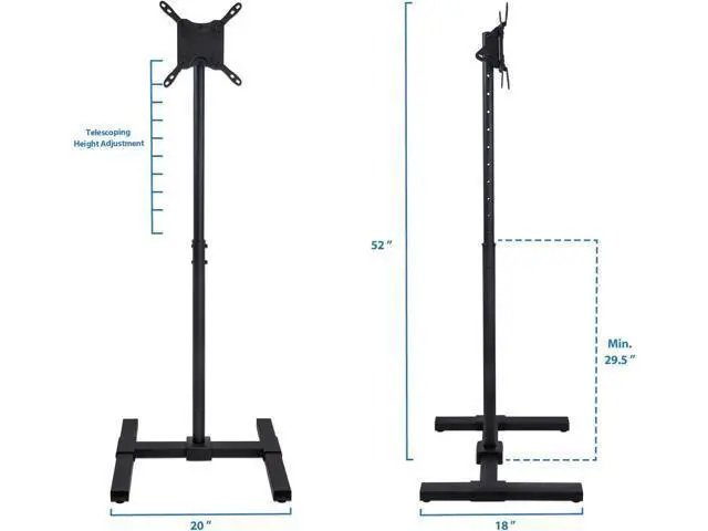 Alt view image 7 of 7 - Mount-It! Portable TV Floor Stand | Universal Pedestal for 13-42 Inch TVs and Monitors | Height Adjustable 29.5-52 Inches | VESA up to 200x200 mm | Lightweight Indoor & Outdoor TV Mount with Tilt