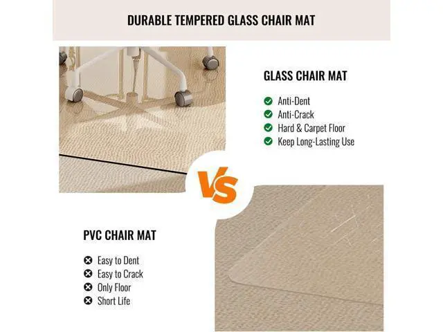 Alt view image 6 of 7 - 36" x 46" Chair Mat for Carpet - Office Chair Mat - Tempered Glass Floor Mat for Home/Office/Carpet Clear Computer Floor Mat - with 4 Anti-Slip Pads