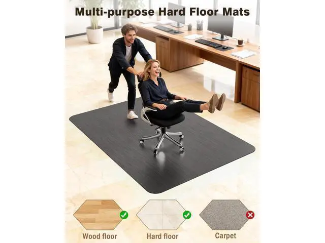 Alt view image 6 of 7 - Blvornl Ultra Large Office Chair Mat for Hardwood Floor, Rolling Chair Mat for Hard Wood, Large Anti-Slip Hard Floor Protector, Heavy Duty Computer Desk Rug for Office and Home 47.2"*60" Black