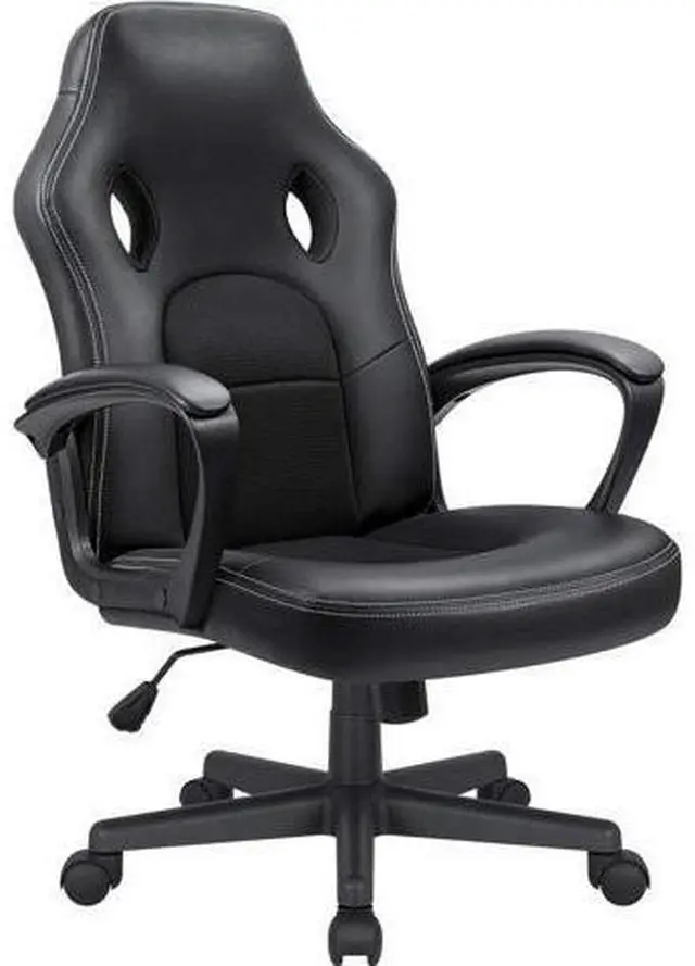 Main image of Office Ergonomic Chair High Back Leather Computer Chairs Ergonomic Height Adjustable Racing Game Desk Chair Executive Conference Task Chair (Black)