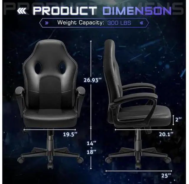 Alt view image 3 of 7 - Office Ergonomic Chair High Back Leather Computer Chairs Ergonomic Height Adjustable Racing Game Desk Chair Executive Conference Task Chair (Black)