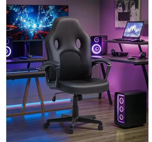 Alt view image 2 of 7 - Office Ergonomic Chair High Back Leather Computer Chairs Ergonomic Height Adjustable Racing Game Desk Chair Executive Conference Task Chair (Black)