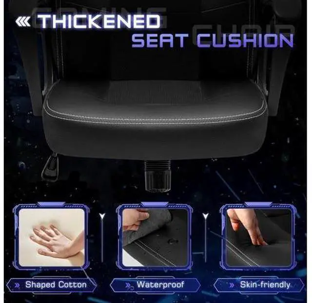 Alt view image 6 of 7 - Office Ergonomic Chair High Back Leather Computer Chairs Ergonomic Height Adjustable Racing Game Desk Chair Executive Conference Task Chair (Black)