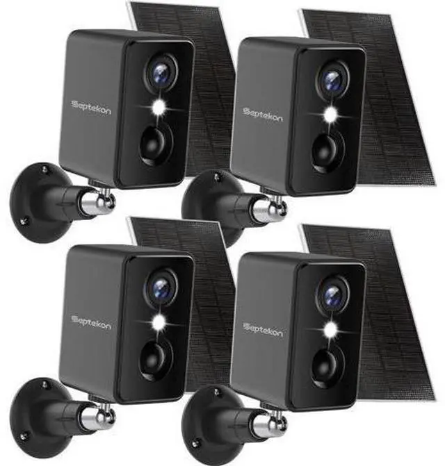 Main image of Septekon 2K Security Cameras Wireless Outdoor 4 Pack, Solar Battery Powered Camera with Two Spotlights, PIR Motion Detection Siren, Color Night Vision, 2-Way Audio, IP66 Waterpoof