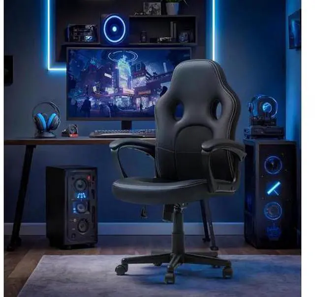 Alt view image 7 of 7 - Office Ergonomic Chair High Back Leather Computer Chairs Ergonomic Height Adjustable Racing Game Desk Chair Executive Conference Task Chair (Black)