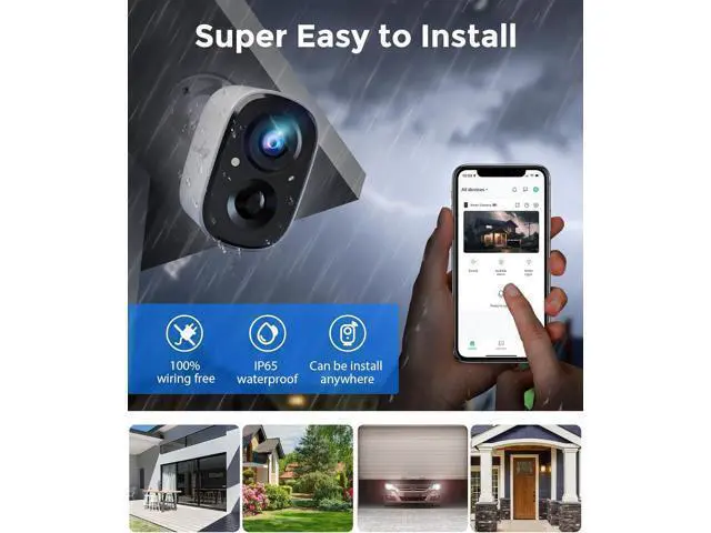 Alt view image 2 of 7 - 2K Wireless Security Cameras - Outdoor WiFi Security Cameras Color Night Vision, AI/PIR Detection, 2-Way Talk, Cloud/SD, Weatherproof, Battery Powered Outdoor Cameras(White-2Packs)