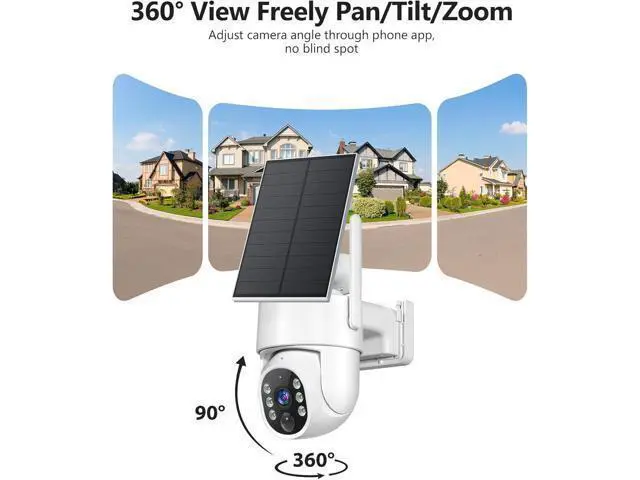 Alt view image 4 of 7 - Solar Security Cameras Wireless Outdoor, 5G&2.4GHz WiFi Cameras for Home Security, 2K PTZ Battery Powered Outside Cam, 2 Way Talk, Color Night Vision, Human Detection for Porch/Garage/Yard, 2 Packs