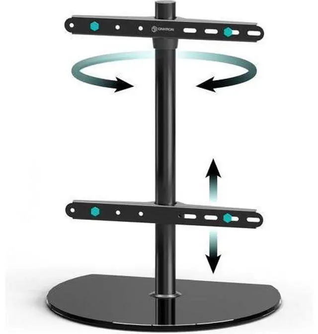 Main image of ONKRON Universal TV Stand for 32-65 Inch Screen up to 77 lbs, Height Adjustable, Swivel TV Stand Pedestal, VESA 100x100-400x400, Table Top TV Mount Stand with Tempered Glass Base Black