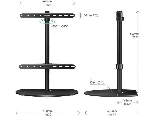 Alt view image 5 of 7 - ONKRON Universal TV Stand for 32-65 Inch Screen up to 77 lbs, Height Adjustable, Swivel TV Stand Pedestal, VESA 100x100-400x400, Table Top TV Mount Stand with Tempered Glass Base Black