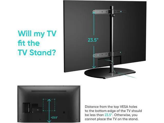 Alt view image 7 of 7 - ONKRON Universal TV Stand for 32-65 Inch Screen up to 77 lbs, Height Adjustable, Swivel TV Stand Pedestal, VESA 100x100-400x400, Table Top TV Mount Stand with Tempered Glass Base Black
