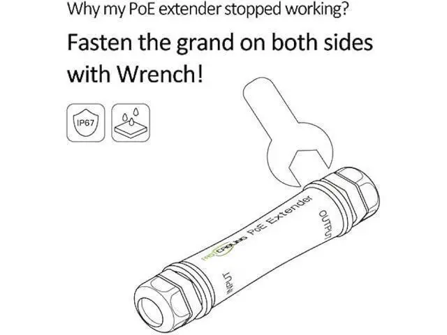 Alt view image 3 of 5 - FASTCALBING Waterproof Direct Burial PoE Extender for IP Camera, Ethernet Extension Breaking 100m Distance Limit, Outdoor PoE Repeater, IEEE 802.3af/at/bt, PoE+, Plug and Play