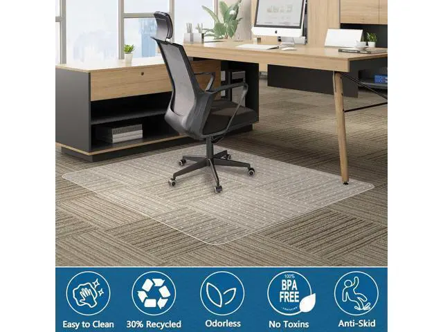 Alt view image 6 of 7 - Office Chair Mat for Carpet, 72" x 46" Low Pile Carpet Protector Mat for Office Chair, Under Desk Office Mats for Rolling Chairs, Easy Glide, Rectangle