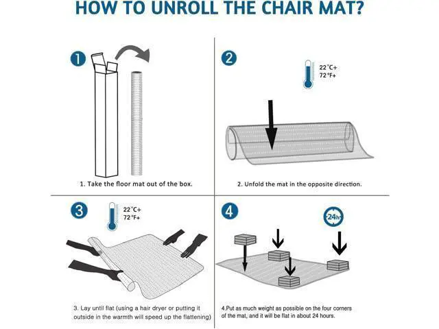 Alt view image 7 of 7 - Office Chair Mat for Carpet, 72" x 46" Low Pile Carpet Protector Mat for Office Chair, Under Desk Office Mats for Rolling Chairs, Easy Glide, Rectangle