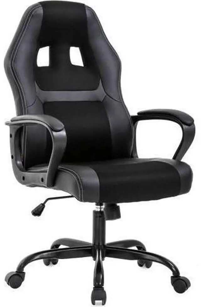 Main image of BestOffice Office Chair PC Ergonomic Chair Cheap Desk Chair Ergonomic PU Leather Executive Computer Chair Lumbar Support for Women, Men (Black)