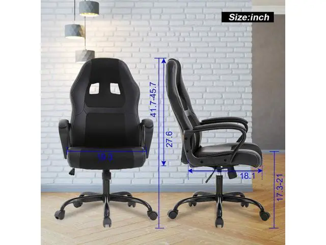 Alt view image 3 of 7 - BestOffice Office Chair PC Ergonomic Chair Cheap Desk Chair Ergonomic PU Leather Executive Computer Chair Lumbar Support for Women, Men (Black)