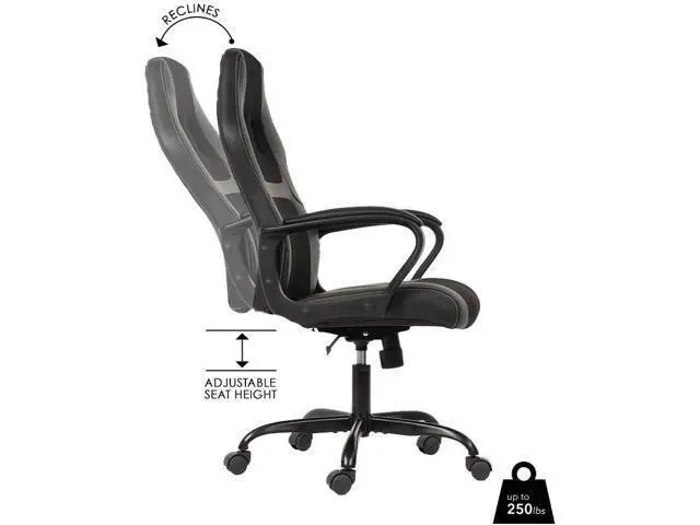 Alt view image 4 of 7 - BestOffice Office Chair PC Ergonomic Chair Cheap Desk Chair Ergonomic PU Leather Executive Computer Chair Lumbar Support for Women, Men (Black)