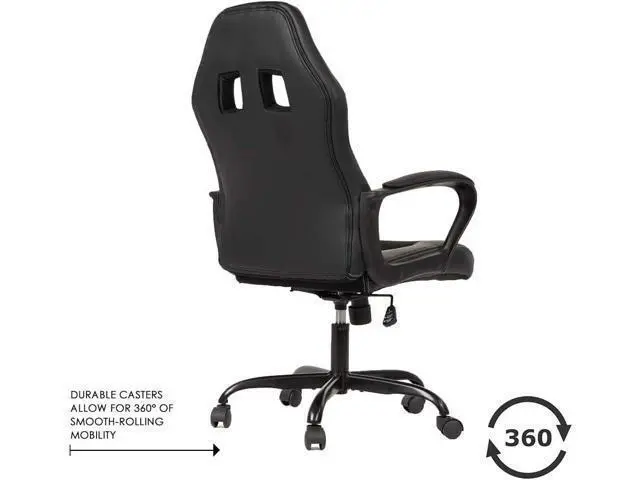 Alt view image 5 of 7 - BestOffice Office Chair PC Ergonomic Chair Cheap Desk Chair Ergonomic PU Leather Executive Computer Chair Lumbar Support for Women, Men (Black)