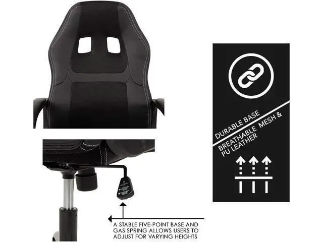 Alt view image 6 of 7 - BestOffice Office Chair PC Ergonomic Chair Cheap Desk Chair Ergonomic PU Leather Executive Computer Chair Lumbar Support for Women, Men (Black)