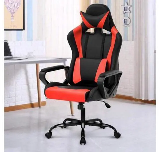 Main image of Ergonomic Chair, Ergonomic Computer Chair with Headrest and Lumbar Support, Office Desk Chair PC Racing Chair Adjustable Height Video Ergonomic Chair PU Leather 360° Swivel Executive Chair, Red