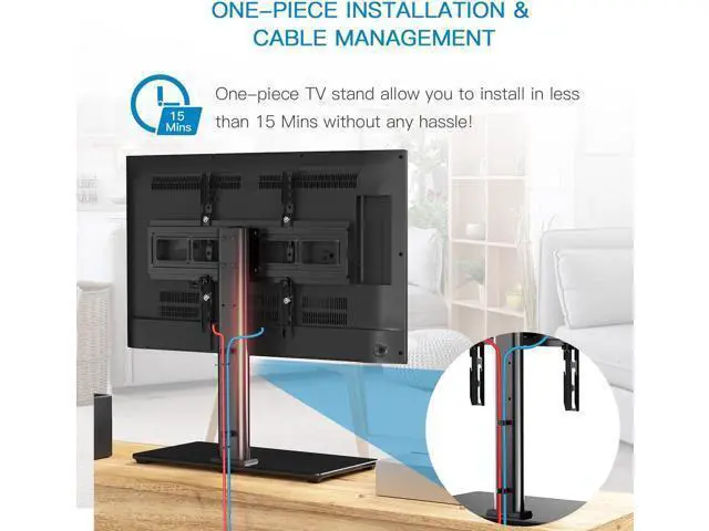 Alt view image 3 of 7 - PERLESMITH Universal TV Stand Table Top TV Base for 32-82 inch LCD LED OLED 4K Flat Screen TVs-Height Adjustable TV Mount Stand with Tempered Glass Base, VESA 600x400mm