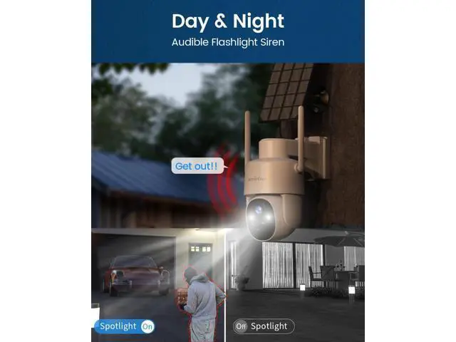 Alt view image 5 of 7 - Solar Security Cameras Wireless Outdoor,360° View Battery Powered with Spotlight Color Night Vision,2K WiFi Home Security,PIR Sensor,Wireless Easy Install, 2.4 GHz Wi-Fi