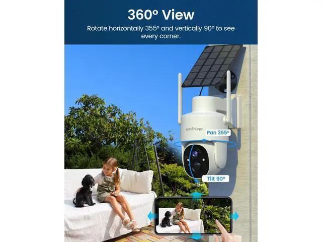 Alt view image 7 of 7 - Solar Security Cameras Wireless Outdoor,360° View Battery Powered with Spotlight Color Night Vision,2K WiFi Home Security,PIR Sensor,Wireless Easy Install, 2.4 GHz Wi-Fi