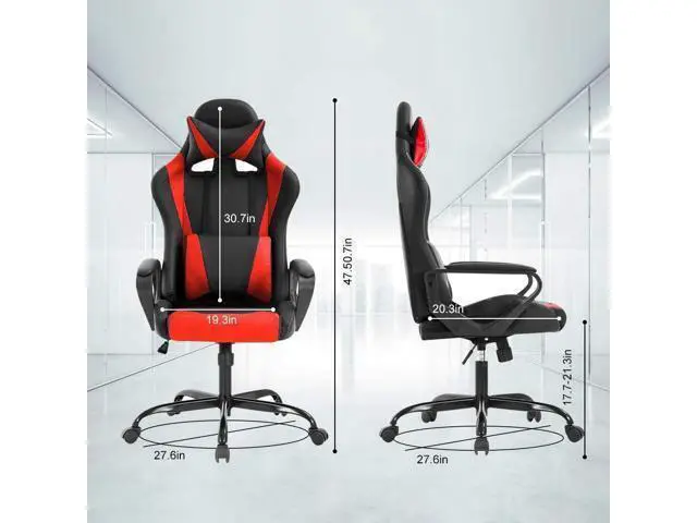 Alt view image 2 of 7 - Ergonomic Chair, Ergonomic Computer Chair with Headrest and Lumbar Support, Office Desk Chair PC Racing Chair Adjustable Height Video Ergonomic Chair PU Leather 360° Swivel Executive Chair, Red