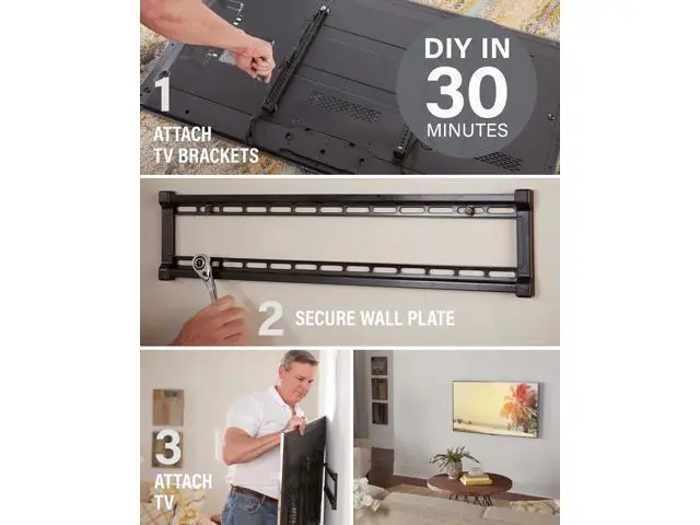 Alt view image 5 of 7 - SANUS Low Profile TV Wall Mount for 40" to 80" TVs - Universal Fixed Wall Mount TV Bracket, Slim 1 Profile - 3 Step Easy Install w/Included Hardware - UL Certified