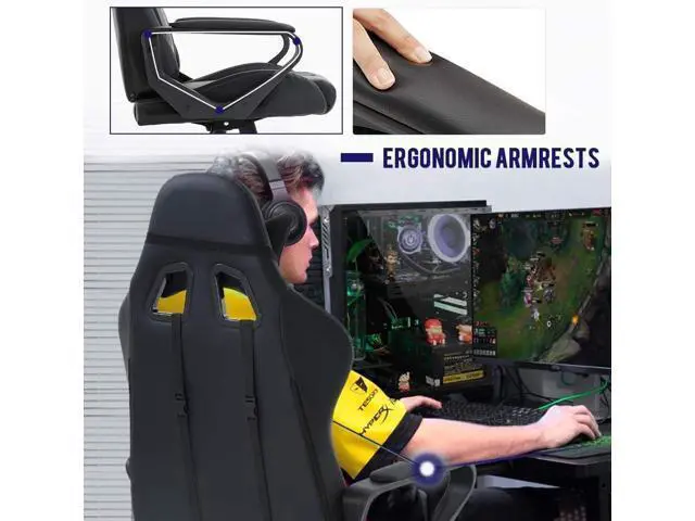Alt view image 3 of 7 - Ergonomic Chair, Ergonomic Computer Chair with Headrest and Lumbar Support, Office Desk Chair PC Racing Chair Adjustable Height Video Ergonomic Chair PU Leather 360° Swivel Executive Chair, Red