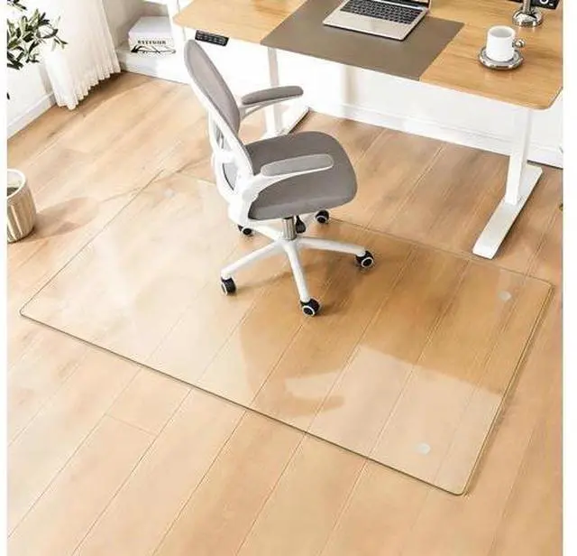 Main image of Glass Chair Mat Heavy 54" x 32" -1/5" Thick Premium Tempered Glass Duty Hard Glass Chair Mats -for Office Chair on Carpet or Hard Floor with 4 Anti-Slip Pads