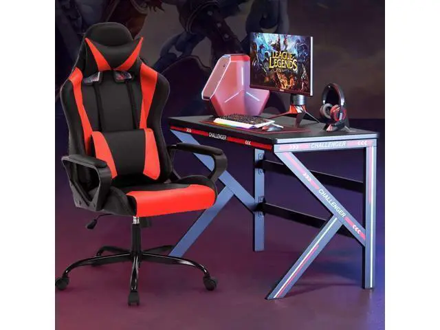 Alt view image 7 of 7 - Ergonomic Chair, Ergonomic Computer Chair with Headrest and Lumbar Support, Office Desk Chair PC Racing Chair Adjustable Height Video Ergonomic Chair PU Leather 360° Swivel Executive Chair, Red