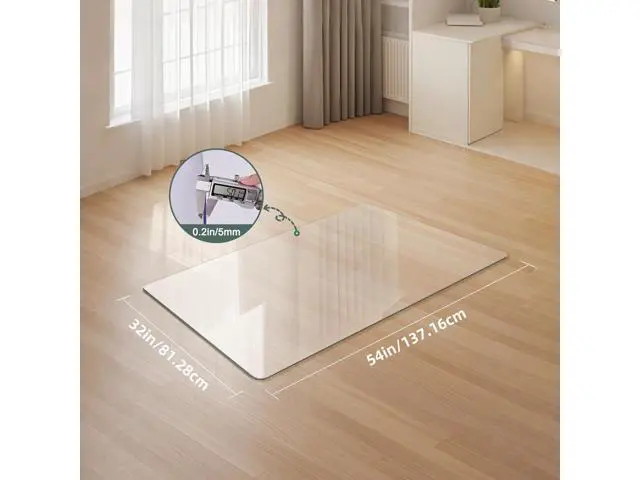 Alt view image 2 of 7 - Glass Chair Mat Heavy 54" x 32" -1/5" Thick Premium Tempered Glass Duty Hard Glass Chair Mats -for Office Chair on Carpet or Hard Floor with 4 Anti-Slip Pads
