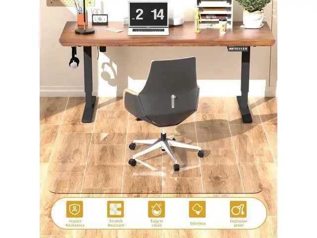 Alt view image 5 of 7 - Glass Chair Mat Heavy 54" x 32" -1/5" Thick Premium Tempered Glass Duty Hard Glass Chair Mats -for Office Chair on Carpet or Hard Floor with 4 Anti-Slip Pads
