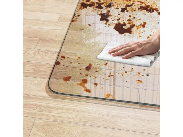 Alt view image 6 of 7 - Tempered Glass 48" x 36" Round Corner Glass Chair Mat with Polished Edge, Heavy Duty Hard Office Chair Mat for Office Home Hard Floor Carpeted, Transparent, Glides Smoothly, Easy Clean