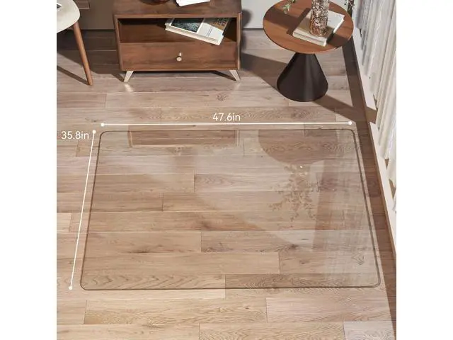 Alt view image 5 of 7 - Tempered Glass 48" x 36" Round Corner Glass Chair Mat with Polished Edge, Heavy Duty Hard Office Chair Mat for Office Home Hard Floor Carpeted, Transparent, Glides Smoothly, Easy Clean