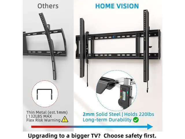 Alt view image 3 of 7 - HOME VISION Heavy Duty TV Wall Mount for Large TVs 60-120 Inch, Tilting TV Wall Mount, Max VESA 900x600, Holds up to 220lb, Fits 16/18/24/32 Inch Studs