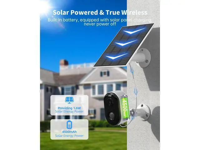 Alt view image 6 of 7 - Security Cameras Wireless Outdoor, Solar Battery Powered 2k Color Night Vision, AI Motion Detection, IP66 Weatherproof, 2-Way Talk, SD/Cloud Storage, 2.4Ghz WiFi Cameras for Home Security (2 Pack)