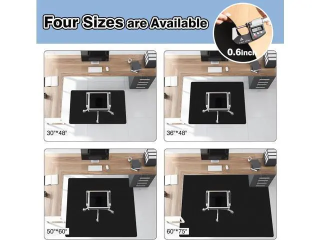 Alt view image 6 of 7 - 60 x 75 Waterproof Chair Mat for Hardwood, Office Chair Mat for Rolling Chair, Desk Mat for Hardwood Floor, Floor Mat for Home Office, Anti-Slip PVC Floor Protector for Gaming Room