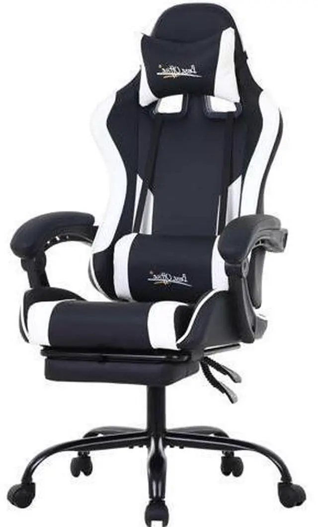 Main image of PayLessHere Ergonomic Racing Desk Chair Computer Chair Ergonomic Chair with Footrest Lumbar Support Headrest Armrest Task Rolling Swivel Ergonomic E-Sports Adjustable PC Ergonomic Chair, White