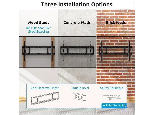 Alt view image 7 of 7 - HOME VISION Heavy Duty TV Wall Mount for Large TVs 60-120 Inch, Tilting TV Wall Mount, Max VESA 900x600, Holds up to 220lb, Fits 16/18/24/32 Inch Studs