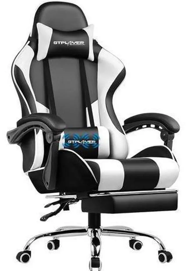 Main image of GTPLAYER Office Chair, Computer Chair with Footrest and Lumbar Support, Height Adjustable Office Chair with 360°-Swivel Seat and Headrest and for Office or Gaming (Snow White)