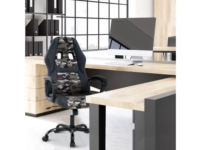 Alt view image 7 of 7 - Computer Chair Ergonomic Desk Chair, Racing Ergonomic Chair with Armrest &Height Adjustable, High Back Computer E-Sports Chair, Task Swivel Executive Seat PU Leather Chair for Home Office (Camo)