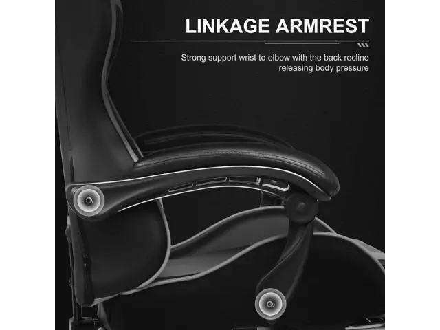 Alt view image 5 of 6 - GTPLAYER Office Chair, Computer Chair with Footrest and Lumbar Support, Height Adjustable Office Chair with 360°-Swivel Seat and Headrest and for Office or Gaming (Snow White)