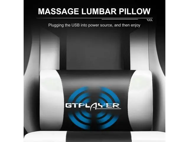 Alt view image 3 of 6 - GTPLAYER Office Chair, Computer Chair with Footrest and Lumbar Support, Height Adjustable Office Chair with 360°-Swivel Seat and Headrest and for Office or Gaming (Snow White)