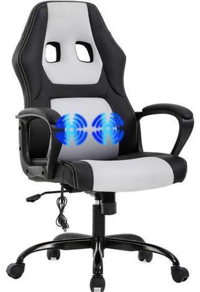Main image of Ergonomic Chair Office Chair Desk Chair Massage Ergonomic PU Leather Racing Chair with Lumbar Support Headrest Armrest Task Rolling Swivel Computer Chair for Women Adults Girls(White)