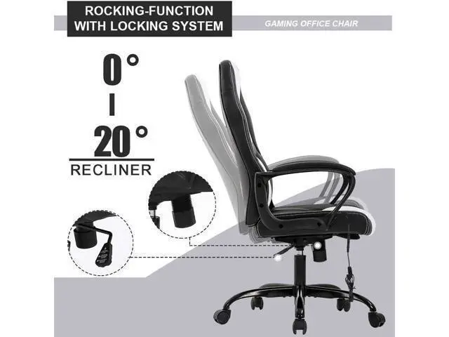Alt view image 4 of 7 - Ergonomic Chair Office Chair Desk Chair Massage Ergonomic PU Leather Racing Chair with Lumbar Support Headrest Armrest Task Rolling Swivel Computer Chair for Women Adults Girls(White)