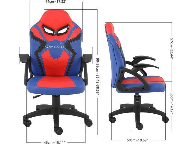 Alt view image 2 of 7 - Modern-Depo Ergonomic Chair for Teenagers Juniors, High Back Ergonomic Swivel Racing Computer Chair, Height Adjustable Students Computer Chair, Blue